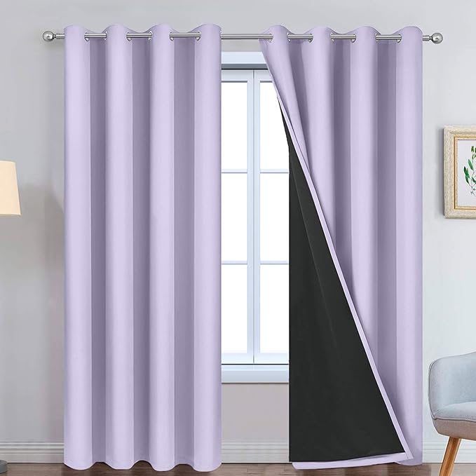 Yakamok 2 Thick Layers 100% Completely Blackout Window Curtains, Thermal