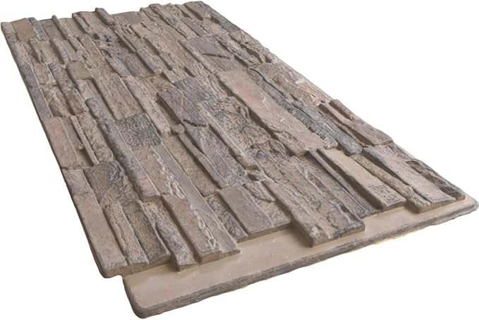EverStone Cascade Faux Stone Panel, 48 5/8"W x 24 3/4"H x 1 1/4"D, Polermo Color