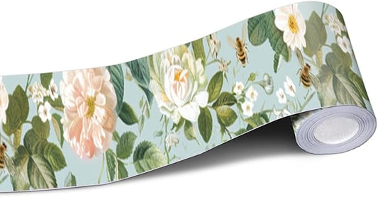 IVN Wallpaper Border Peel and Stick Wall Floral Bee Decorative Wall Trim Self