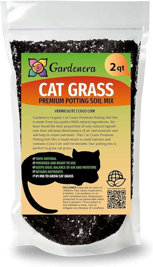 Cat Grass Planting Medium - Promote Healthy Digestion and Dental Health for Your Cat - 2 QUARTS