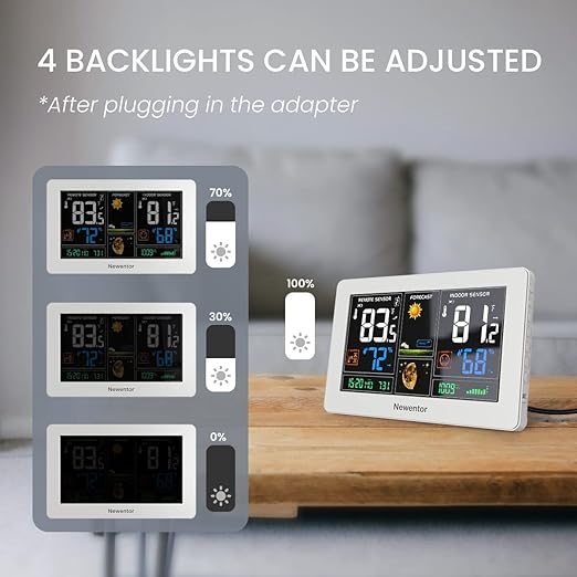 Newentor Weather Station Wireless Indoor Outdoor Thermometer, Color Display