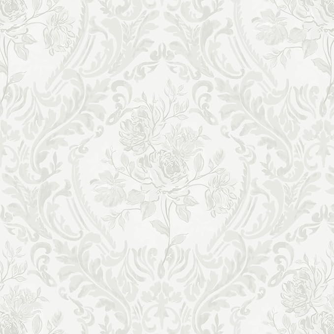 Ismoon Peel and Stick Wallpaper Vintage Floral Contact Paper Boho White and