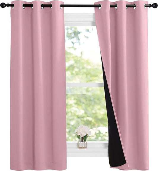 NICETOWN Crystal Pink Full Shade Curtain Panels, Pair of Thermal Insulated &