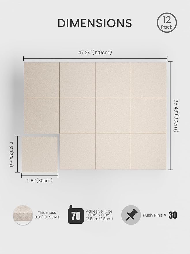 Bumusty Large Cork Board 48" x 36" Alternative