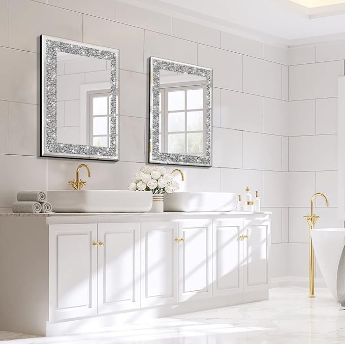 QMDECOR Rectangle Sparkling Decorative Wall Mirror