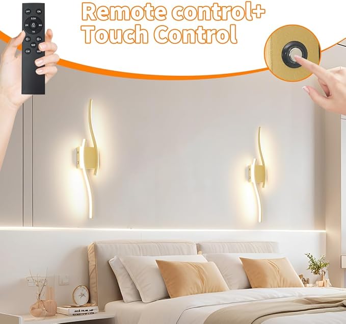 Battery Operated Wall Sconce Set of 2, Dimmable Cordless Battery Wall Sconces