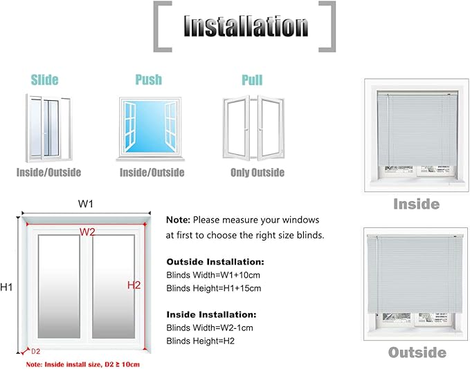 YIIBAII Mini Blinds Suitable for 44" W x 64" H Windows 1" Aluminum Horizontal