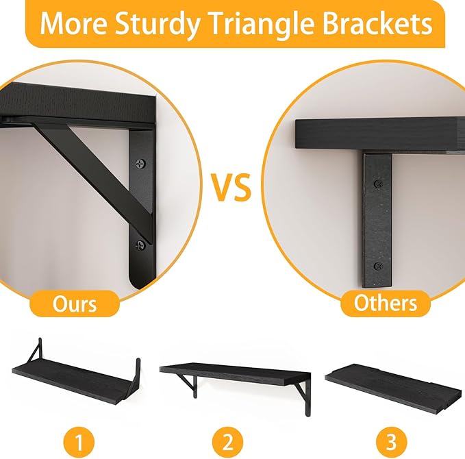 YGEOMER Wall Shelves for Bedroom, 16.5 Inch Floating Shelves for Wall, Shelves