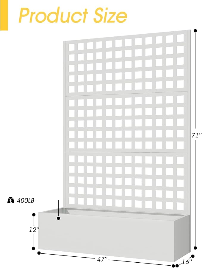 Metal Planter Box with Trellis, Planter Box Trellis with Privacy Screen and