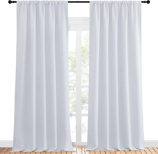 NICETOWN Greyish White Bedroom Curtain Panels