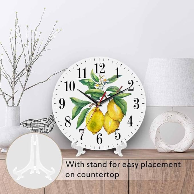 Mxocom Watercolor Lemon Wall Clock Citrus Fruit on a Branch