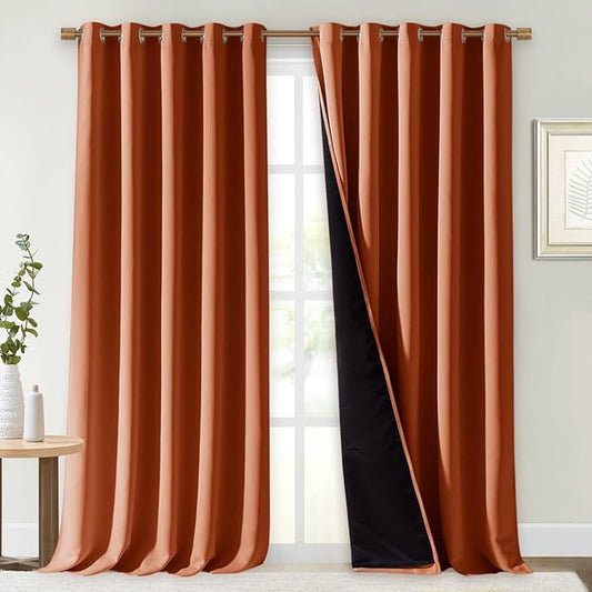 NICETOWN Burnt Orange 100% Blackout Curtains
