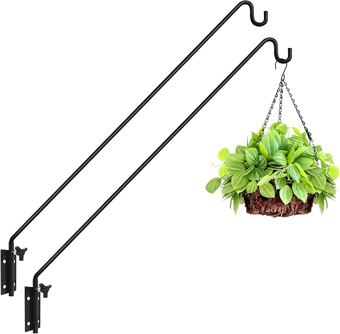 ERYTLLY 2 Packs Heavy Duty Deck Hook Wall Mounted, Extensible and Adjustable Deck Hook for Hanging Bird Feeder, Plants, Suet Baskets,Wind Chimes,Lanterns and More