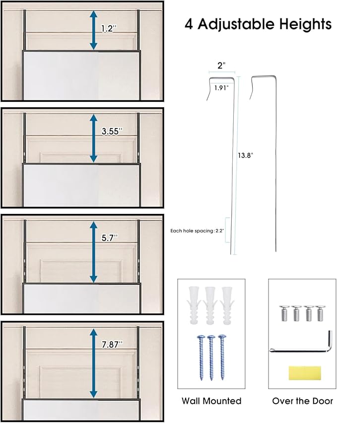 NEARBYSD 48"x 14" Door Mirror, Full Length Mirror Wall Mounted, Over The Door