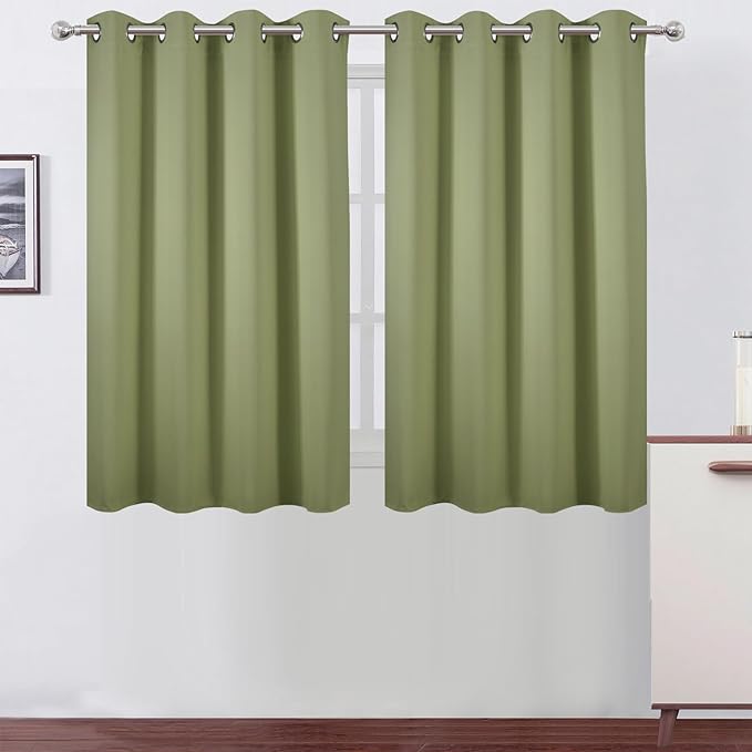 LEMOMO Sage Green Thermal Blackout Curtains/52 x 45 Inch/Set of 2 Panels Room