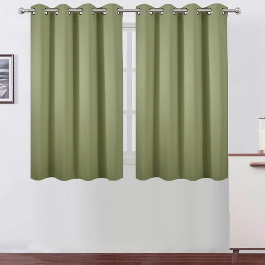 LEMOMO Sage Green Thermal Blackout Curtains/52 x 45 Inch/Set of 2 Panels Room