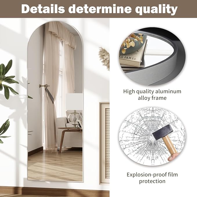 Rowjut Floor Mirror Arched Full Length Mirrors, Mirror Full Length Standing