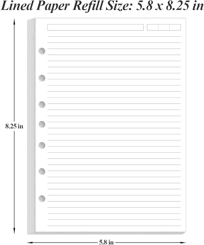 (4-Pack) Mini Binder Lined Filler Paper for 3 or 7 Ring Binders - 400 Sheets/800 Pages Loose Leaf Rule Paper Refills, Desk Size 4, 100gsm Line Paper, 5.8" x 8.5"