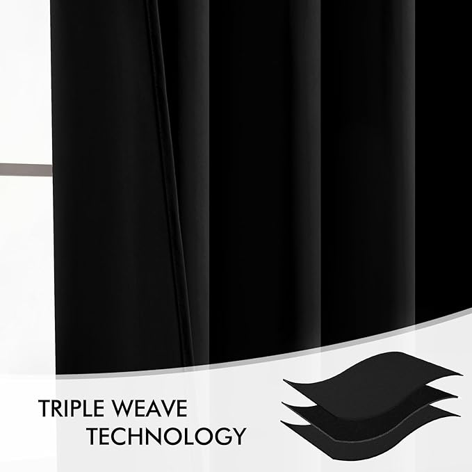 MIULEE Back Tab Blackout Curtains 120 Inch Long 2 Panels Set