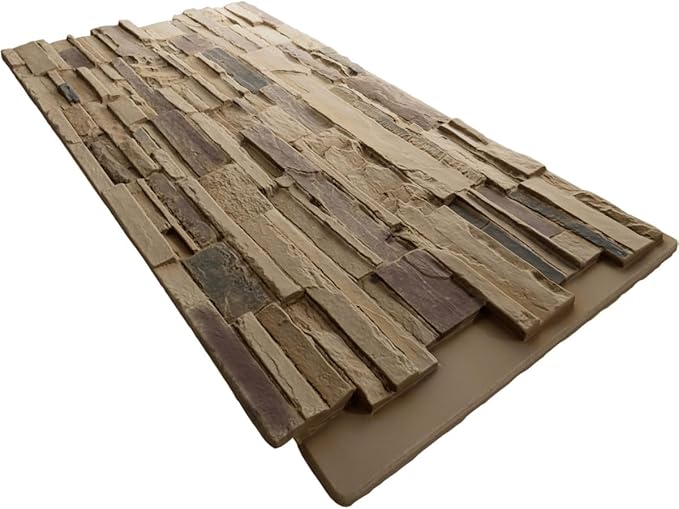 EverStone Cascade Faux Stone Panel, 48 5/8"W x 24 3/4"H x 1 1/4"D, Adobe Color