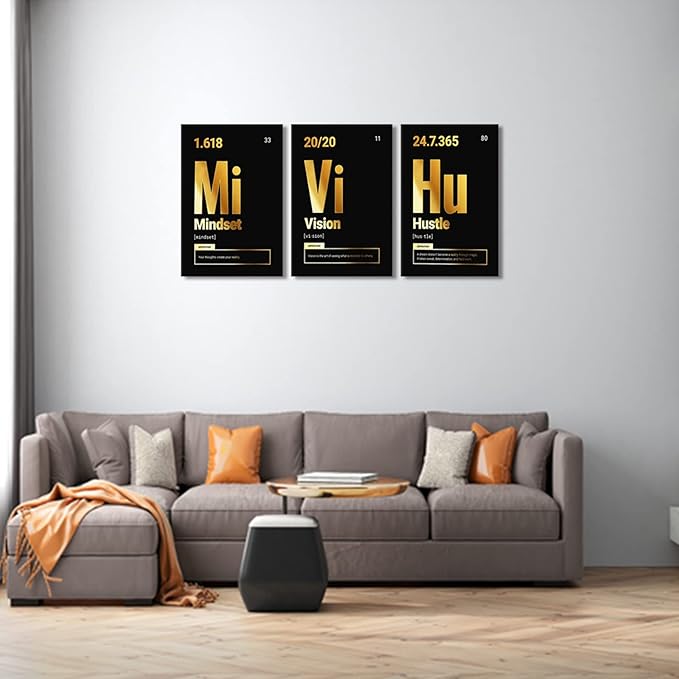 KAWAHONE Motivational Wall Art Canvas, Inspirational Quotes Grind Hustle Canvas