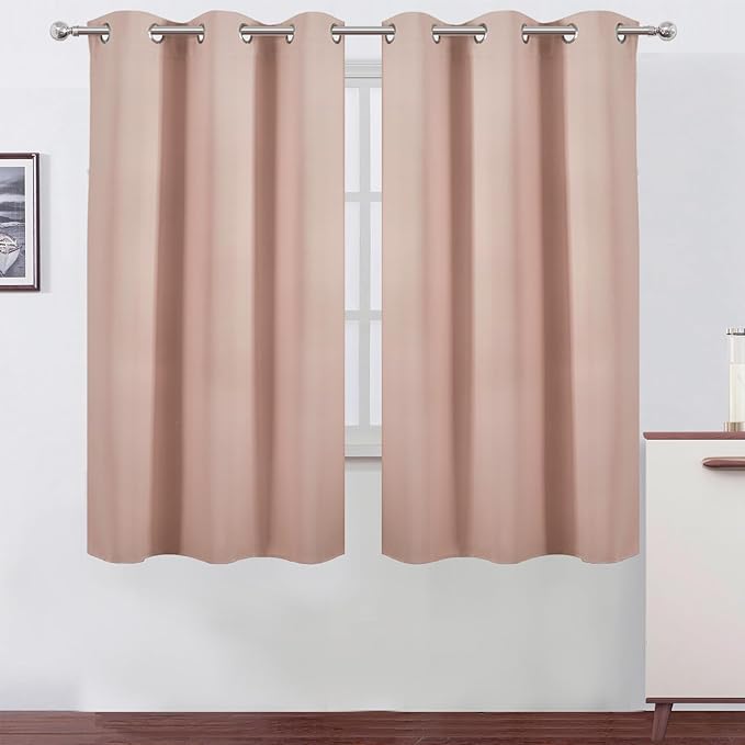 LEMOMO Blush Thermal Blackout Curtains/38 x 63 Inch/Set of 2 Panels Room