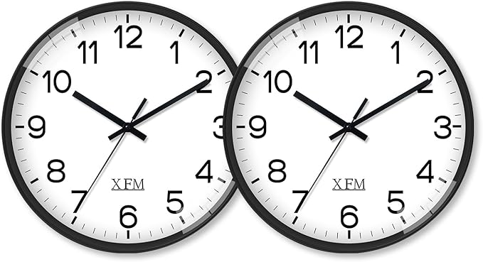 XFM Wall Clock 8 Inch 2 Pieces Modern Small Wall Clocks Battery Operated Silent