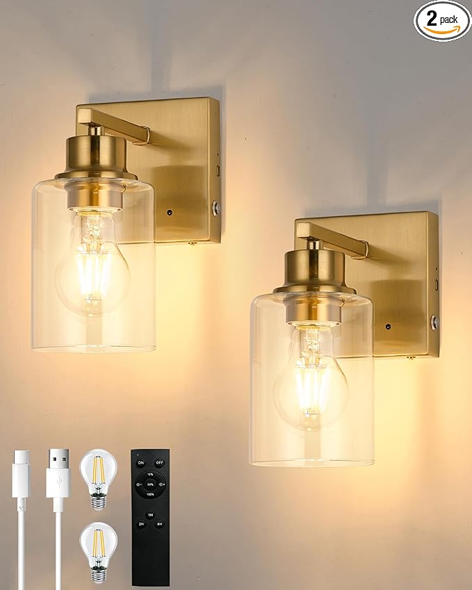 Rayogale Rechargeable Wall Sconce, Easy Install Dimmable Wireless Wall Lamps