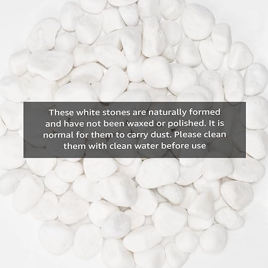 White Natural River Rocks, 1-1.5 Inch Decorative Stones for Plants, Garden, and Landscaping – 40LB, Ideal for Fish Tanks, Vases, Crafting, Home Decor, and Outdoor Landscaping