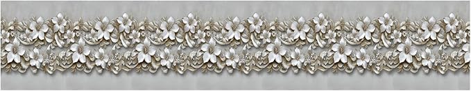 Beige Floral Wallpaper Border 196x4 Inch Peel and Stick Wall Border Removable