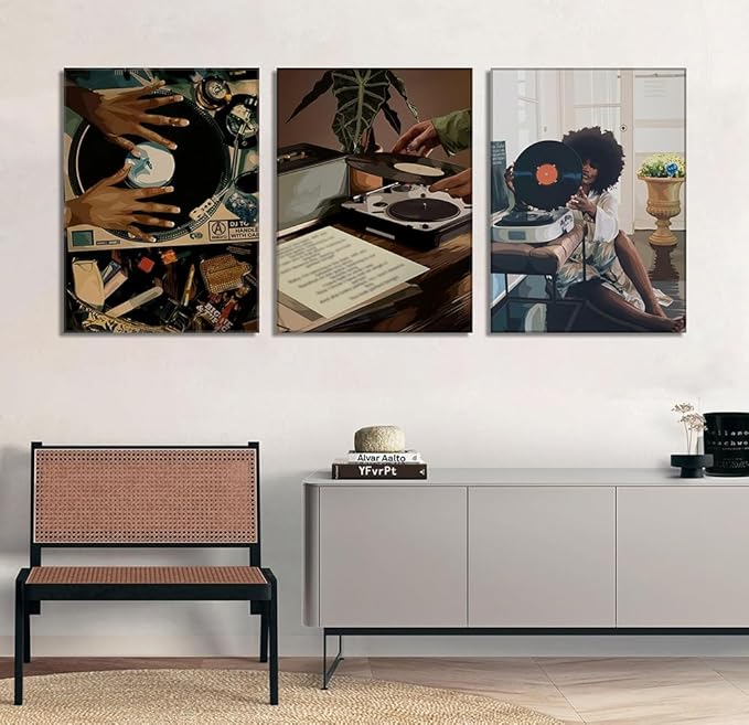 YFvrPt Black Girl Wall Art Decor Modern Black Woman Painting Prints