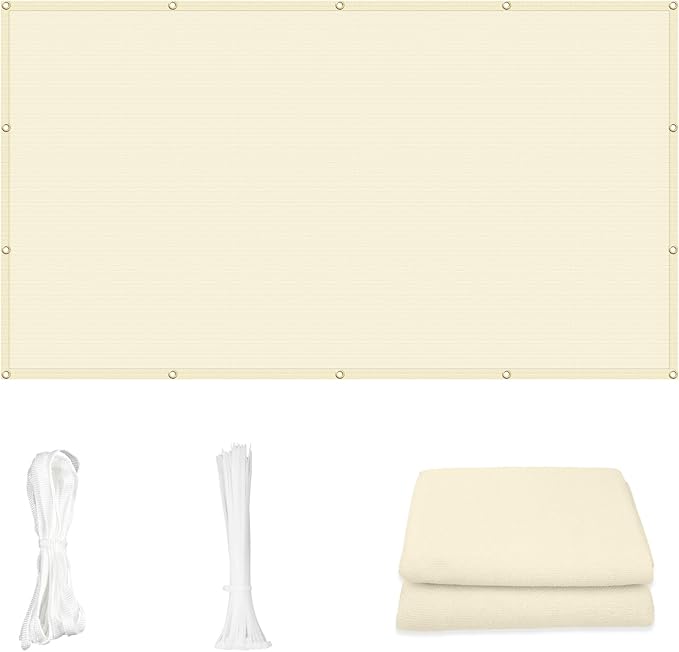 Cool Area Sun Shade Cloth with Grommets 10Ã15 FT Shade Panel Shade Tarp Screen Fabic for Outdoor Patio Pergola Cover Deck Garden, Butter Cream (Customized)