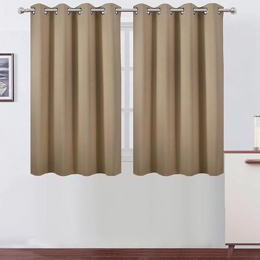 LEMOMO Natural Thermal Blackout Curtains/52 x 45 Inch/Set of 2 Panels Room
