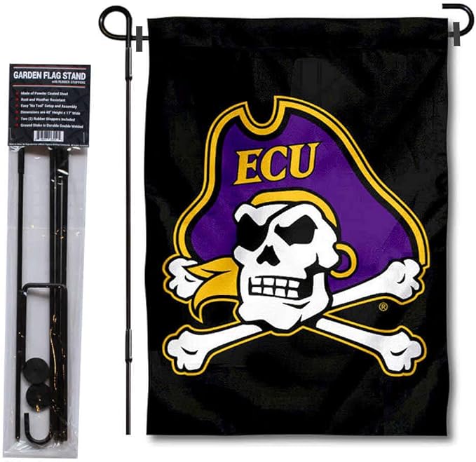 College Flags & Banners Co. East Carolina Pirates Garden Flag with Pole Stand Holder