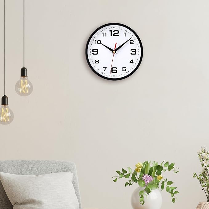 Silent Wall Clocks Battery Operated 12 Inch No Ticking Modern Analog Clock