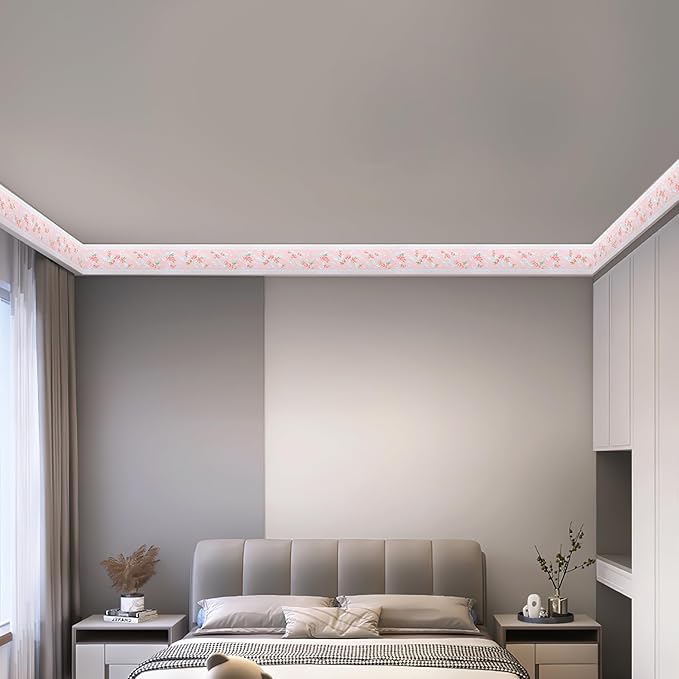 AbaBoorty 394"X4.1"Pink Flower Wallpaper Border Peel and Stick 3D Pattern Wall