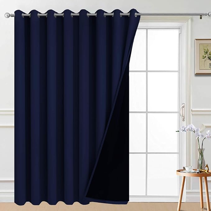 Yakamok 100% Blackout Sliding Door Curtains, Thermal Insulated Grommet Full