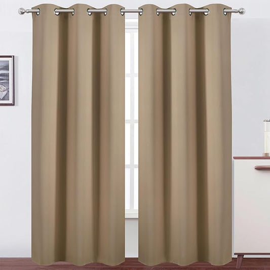 LEMOMO Natural Thermal Blackout Curtains/38 x 84 Inch/Set of 2 Panels Room