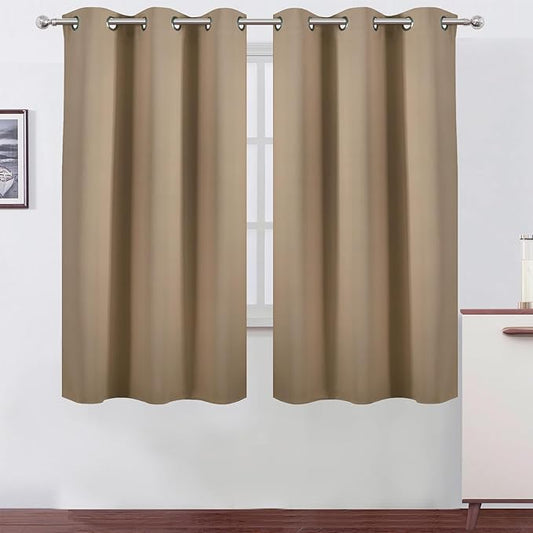 LEMOMO Blackout Curtains 42 x 63 inch/Natural Curtains Set of 2 Panels/Thermal