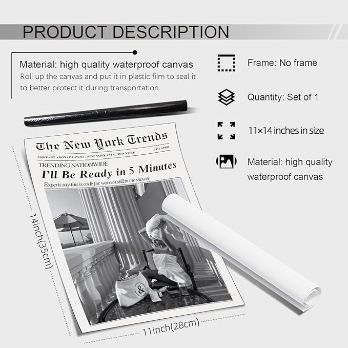Vintage Newspaper Wall Art Trendy Black and White Aesthetic Posters Funny I'll
