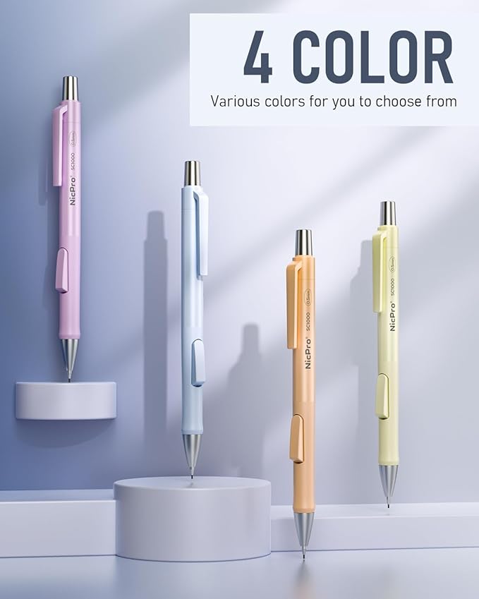 Nicpro 8 Pack Pastel Mechanical Pencil 0.5mm, Cute Fast Click Mechanical Pencils Set with 480PCS HB Lead Refills, 3 Erasers with Case, Aesthetic School Supplies for Writing Drawing Sketching