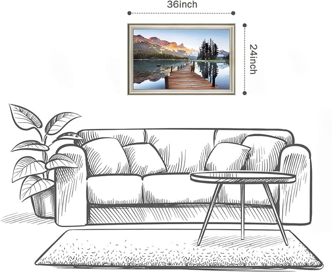Lake Landscape Canvas Wall Art: Framed Nature Bridge Water Picture Mountain Sunset Prints for Living Room