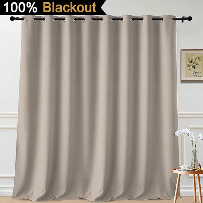 Yakamok Total Blackout Extra Wide Patio Sliding Door Curtains, Grommet Thermal
