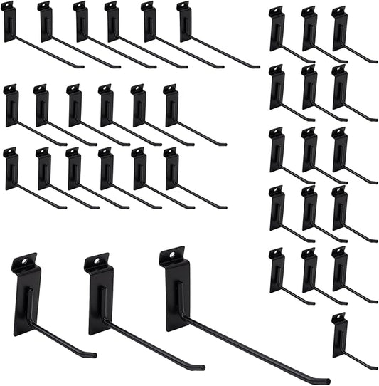 Slatwall Hangers & Hooks 34 Pcs 4-8 Inch, Metal Slatwall Paneling Hooks