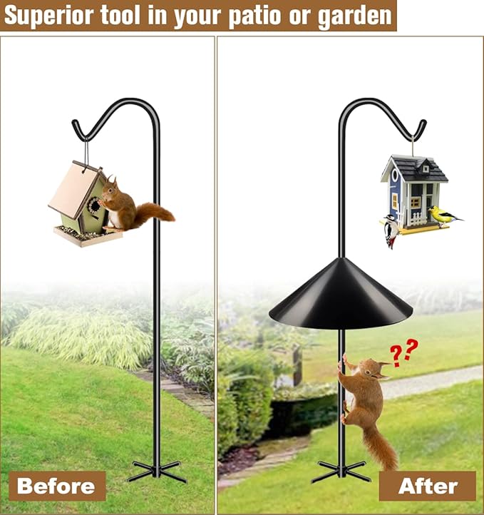 Garbuildman Squirrel Baffle for Bird Feeder Pole, Outside Pole Mount Bird House Guard for Outdoor Shepherd’s Hook, 19 Inch Diameter, 1 Pack