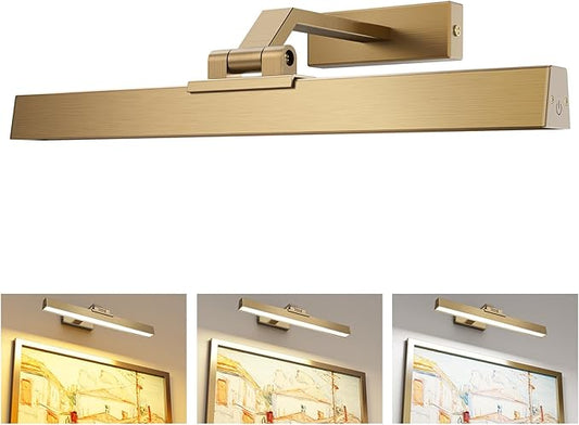 Afyuol Picture Lights for Wall, Brass Battery Operated Picture Light 16in Art