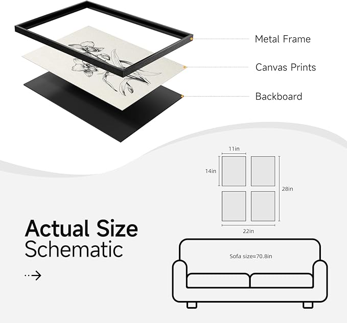 Framed Black and White Floral Wall Art