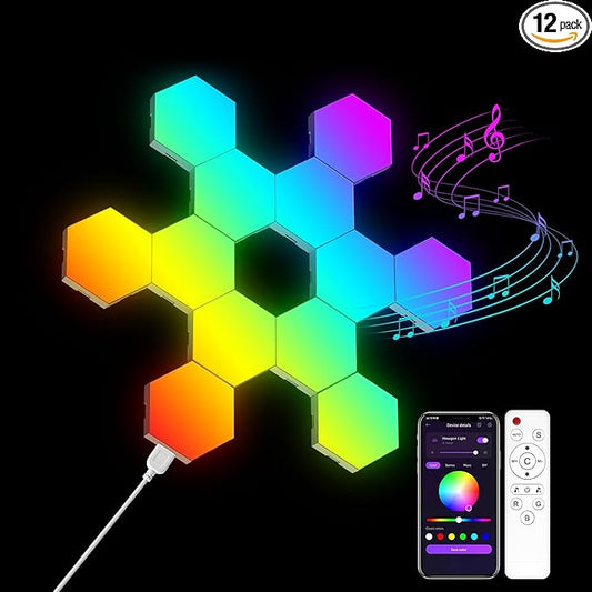 OJQ 12 Pack Hexagon Lights Wall RGB Panel