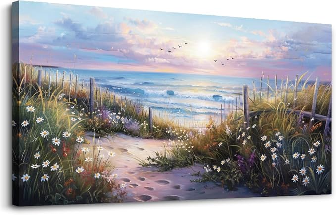 hyidecorart Canvas Wall Art For Living Room Wall DecorFor Bedroom Flower Beach