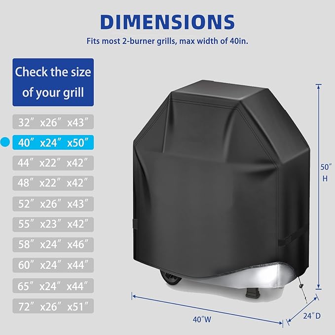 Perfect Grill Cover for Outdoor Grills Waterproof Rip-Proof Weather Resistant for Reliable Protection Griddle Cover Easy to Clean Adjustable Hem Drawstring Fade Resistant (Beige, 40)